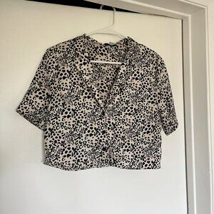 Topshop Button-Up Crepe Crop Top